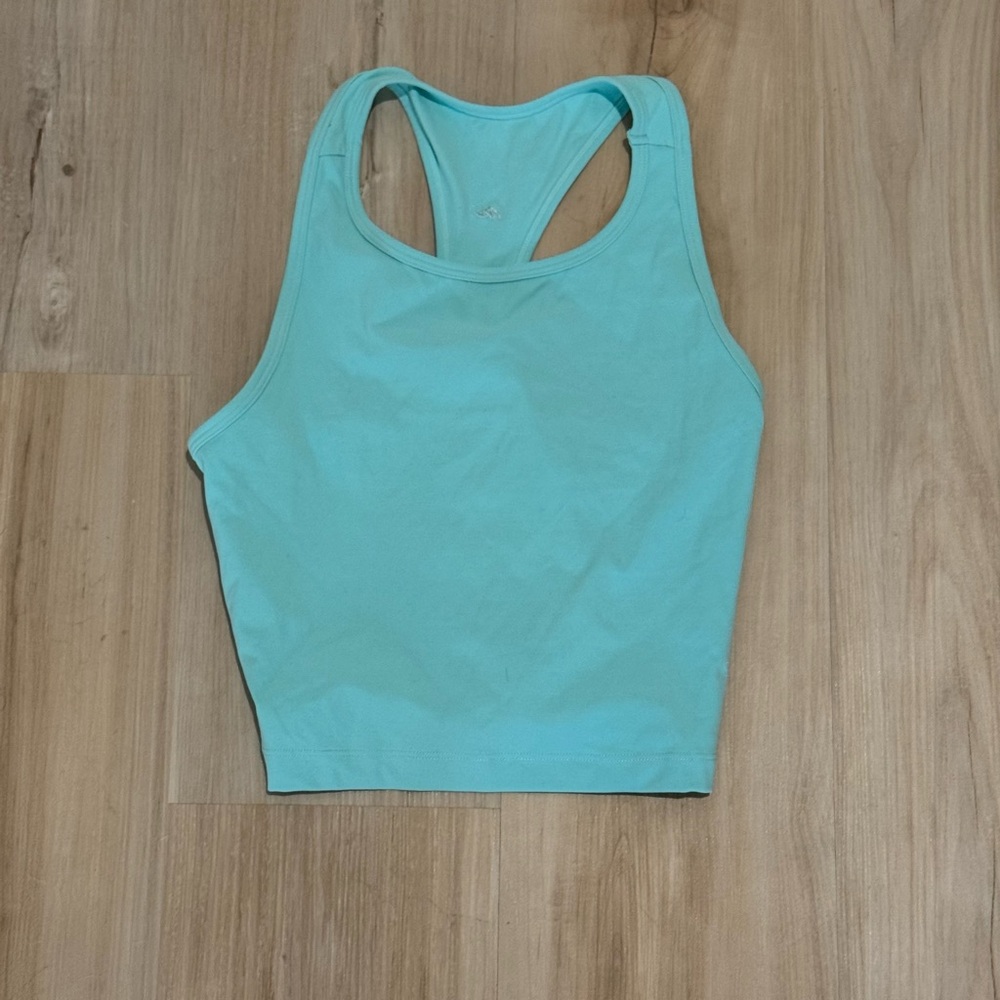 Aqua Racerback Crop Tank Top - Women